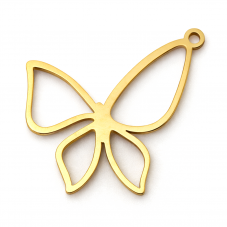 Breloque Papillon Stylisé en Acier Inoxydable Doré 21x16mm pour la Création de Bijoux Fantaisie - DIY