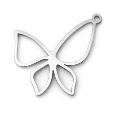 Breloque Papillon Stylisé en Acier Inoxydable Argenté 21x16mm pour la Création de Bijoux Fantaisie - DIY
