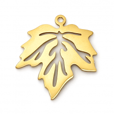 Breloque Feuille en Acier Inoxydable Doré 19x18mm pour la Création de Bijoux Fantaisie - DIY