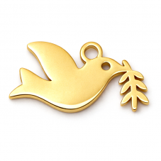 Breloque Colombe de la Paix en Acier Inoxydable Doré 13x7mm pour la Création de Bijoux Fantaisie - DIY