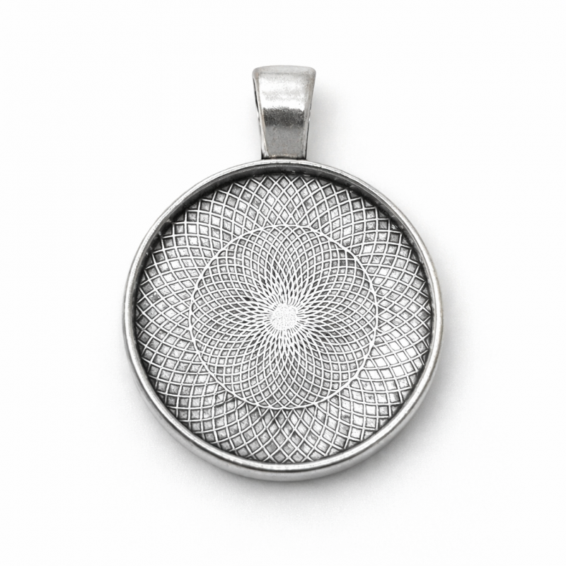 2 Supports Pendentif Argenté Vieilli pour Cabochon 20mm