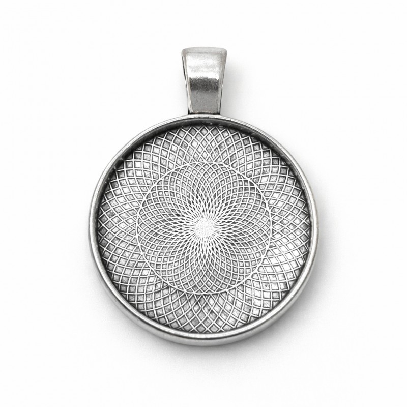 2 Supports Pendentifs Argentés Vieillis pour Cabochon 20mm