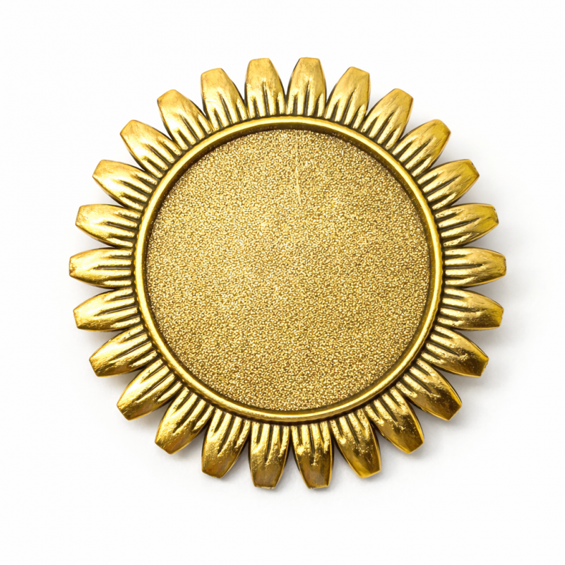 Support Broche Fleur Métal Doré pour Cabochon 25mm