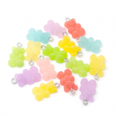 10 Breloques Imitation Bonbon Nounours Effet Sucre Métal Argenté 16mm pour la Création de Bijoux Fantaisie - DIY