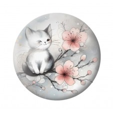 Cabochon en Verre Illustré Chat 12 à 25mm pour la création de bijoux fantaisie - DIY