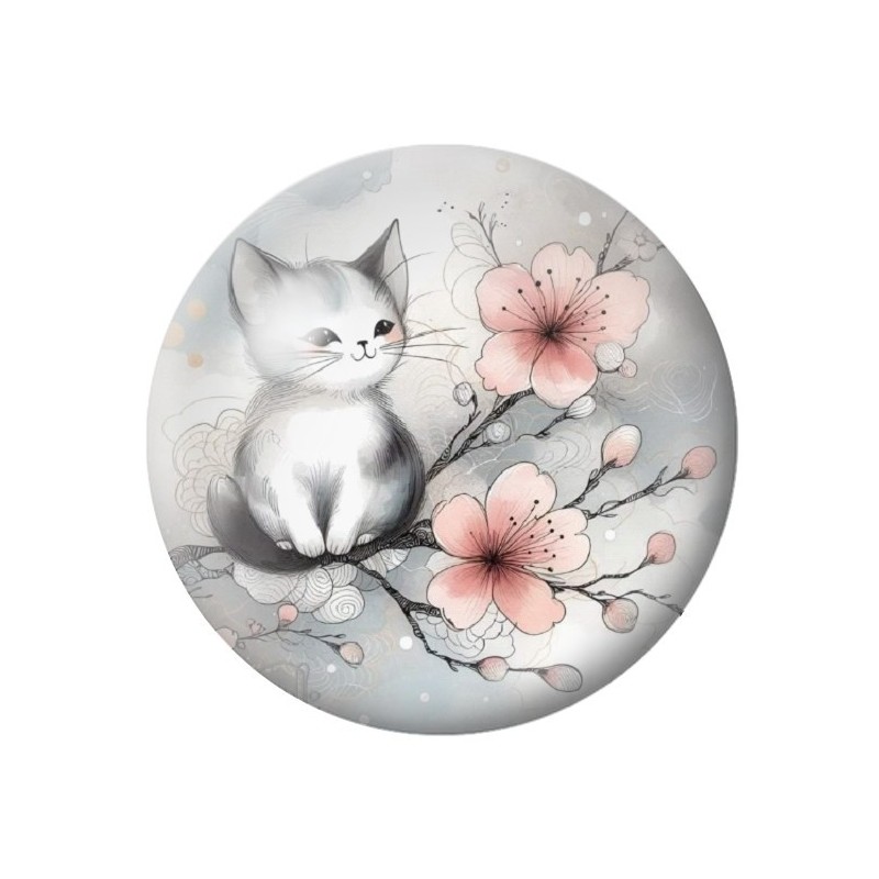 Cabochon en Verre Illustré Chat 12 à 25mm