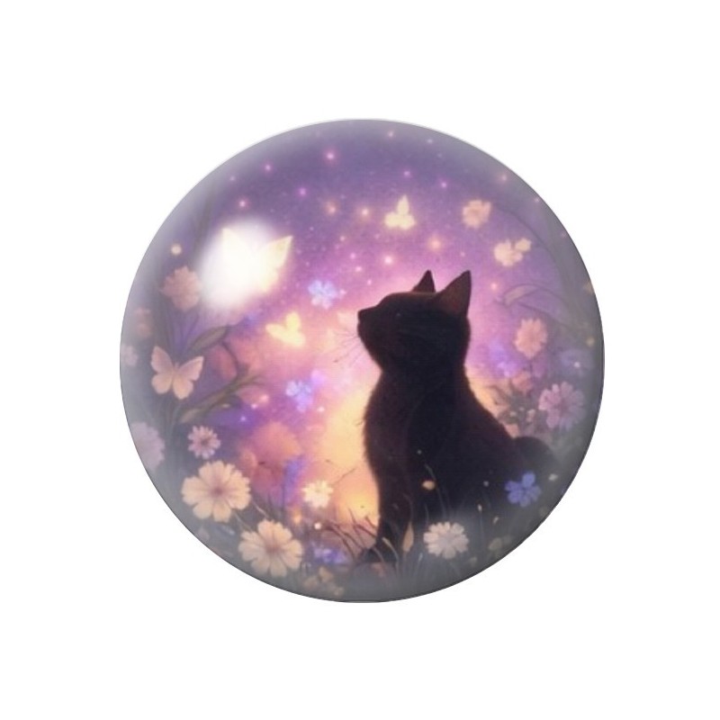 Cabochon en Verre Illustré Chat 12 à 25mm