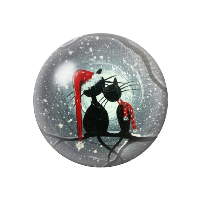Cabochon en Verre Illustré Noël Chat 12 à 25mm