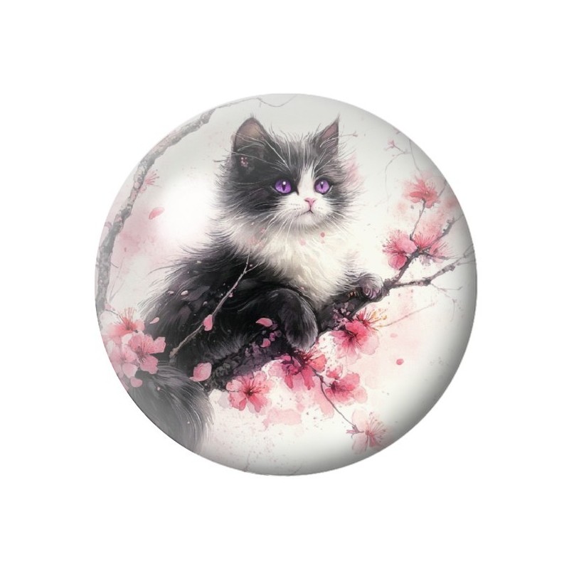 Cabochon en Verre Illustré Chat 12 à 25mm