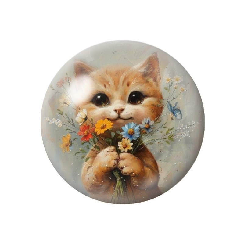 Cabochon en Verre Illustré Chat 12 à 25mm