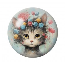 Cabochon en Verre Illustré Chat 12 à 25mm pour la création de bijoux fantaisie - DIY
