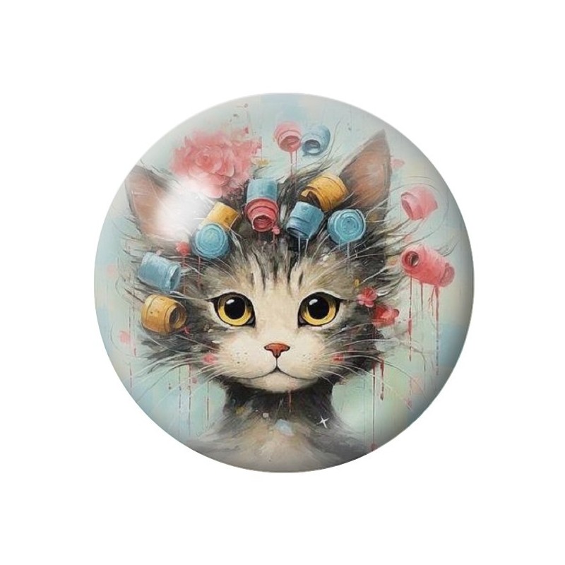 Cabochon en Verre Illustré Chat 12 à 25mm