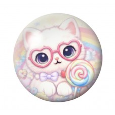 Cabochon en Verre Illustré Chat 12 à 25mm pour la création de bijoux fantaisie - DIY