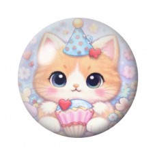 Cabochon en Verre Illustré Chat 12 à 25mm pour la création de bijoux fantaisie - DIY