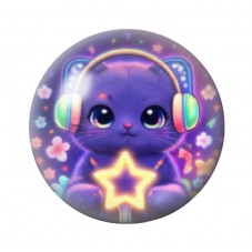 Cabochon en Verre Illustré Chat 12 à 25mm pour la création de bijoux fantaisie - DIY