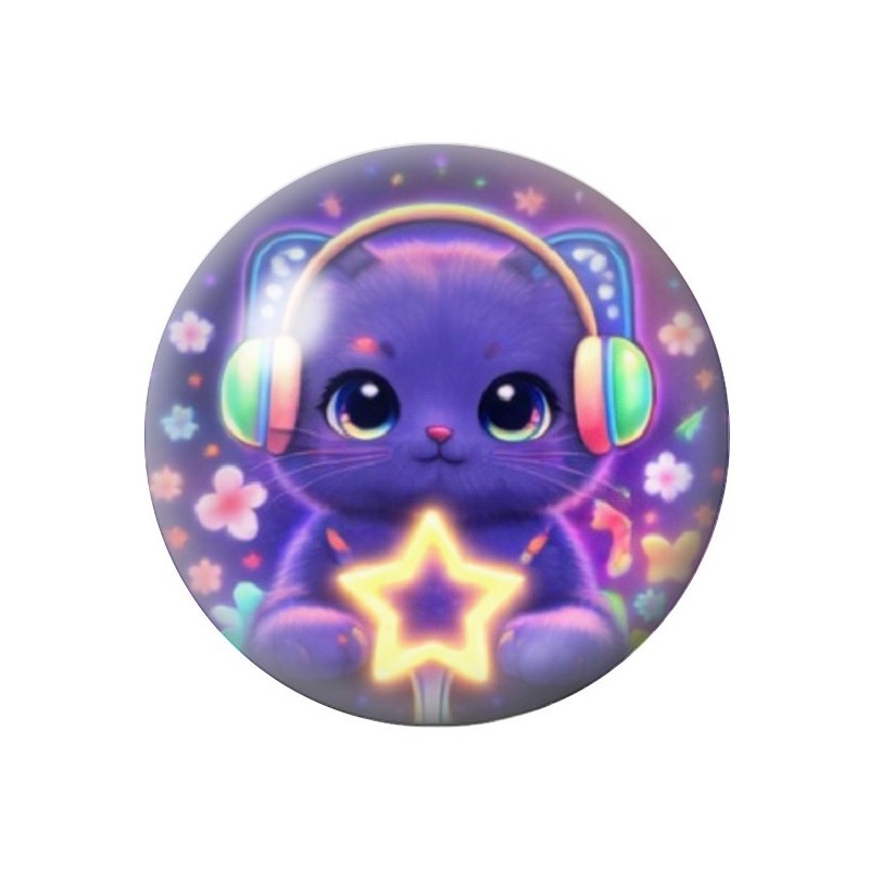 Cabochon en Verre Illustré Chat 12 à 25mm