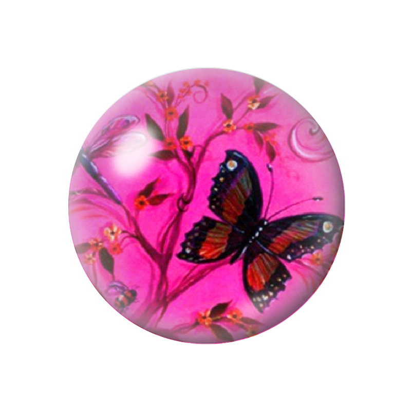 Cabochon en Verre Illustré Papillons 12 à 25mm