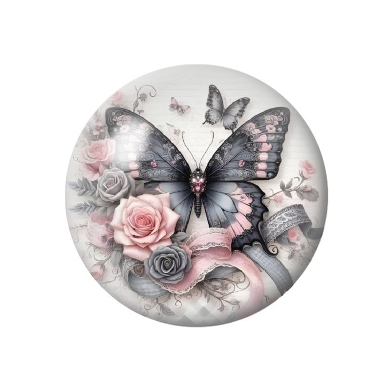 Cabochon en Verre Illustré Papillon 12 à 25mm