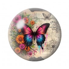 Cabochon en Verre Illustré Papillon 12 à 25mm pour la création de bijoux fantaisie - DIY