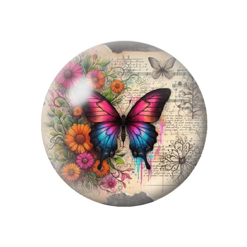 Cabochon en Verre Illustré Papillon 12 à 25mm