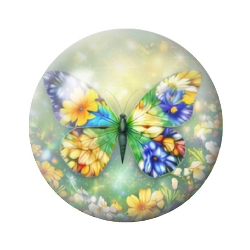 Cabochon en Verre Illustré Papillon 12 à 25mm