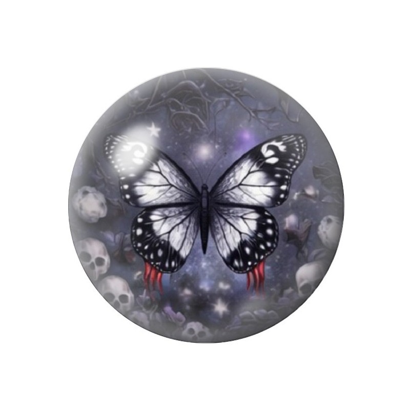 Cabochon en Verre Illustré Papillon Gothique 12 à 25mm