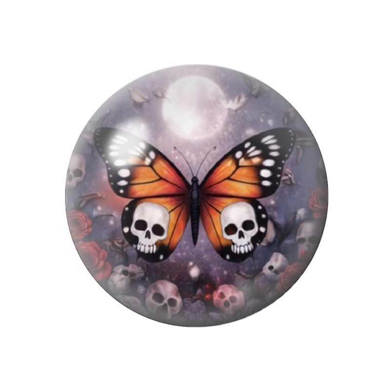 Cabochon en Verre Illustré Papillon Gothique 12 à 25mm