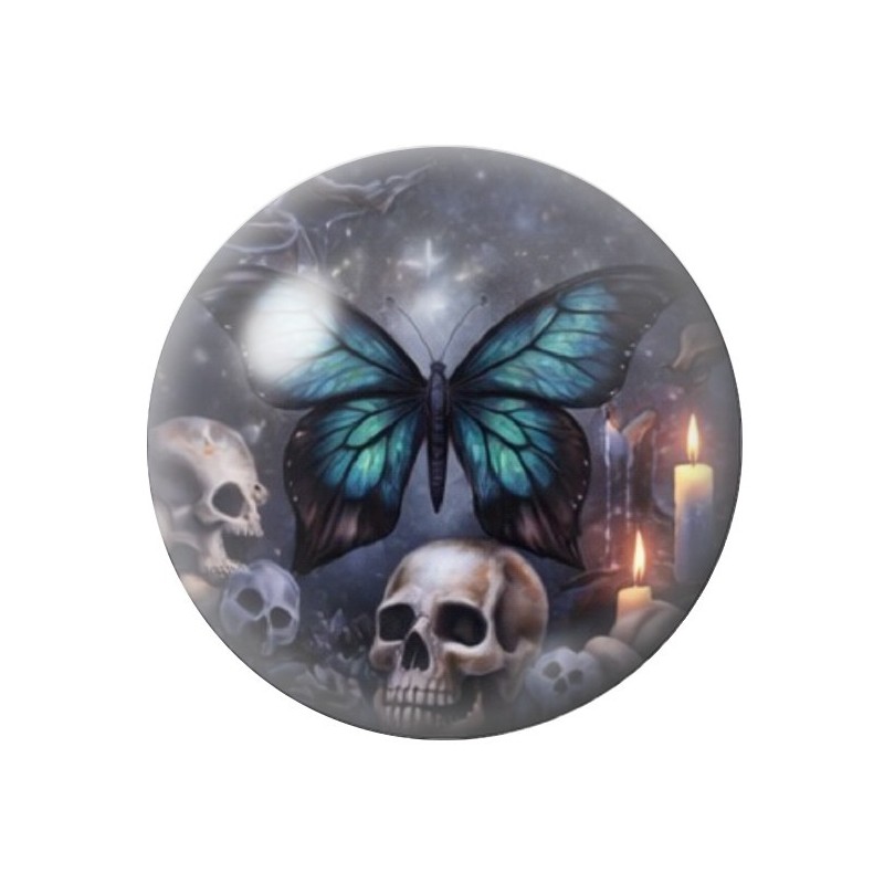 Cabochon en Verre Illustré Papillon Gothique 12 à 25mm