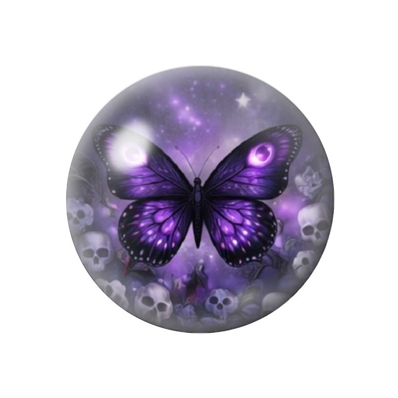 Cabochon en Verre Illustré Papillon Gothique 12 à 25mm
