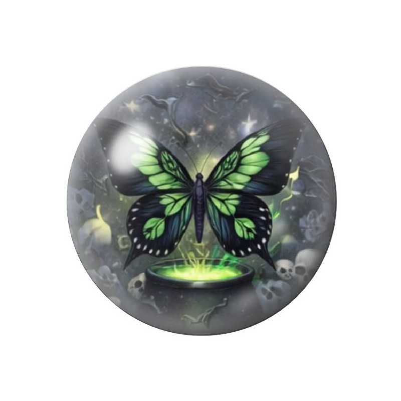 Cabochon en Verre Illustré Papillon Gothique 12 à 25mm