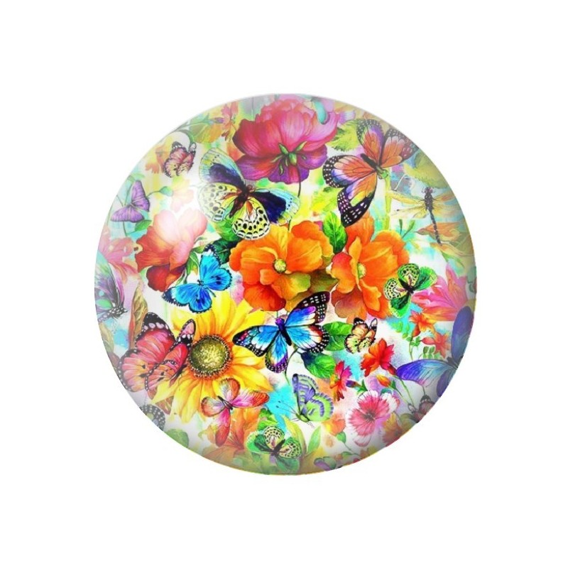 Cabochon en Verre Illustré Papillon 12 à 25mm
