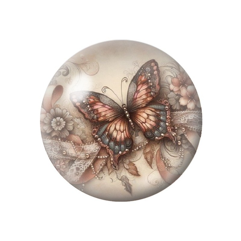 Cabochon en Verre Illustré Papillon 12 à 25mm