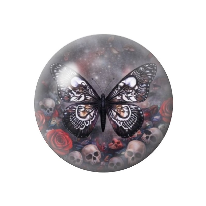 Cabochon en Verre Illustré Papillon Gothique 12 à 25mm
