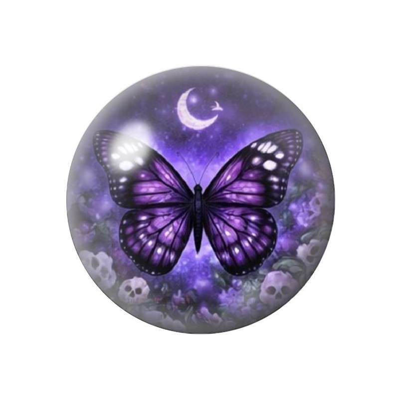 Cabochon en Verre Illustré Papillon Gothique 12 à 25mm