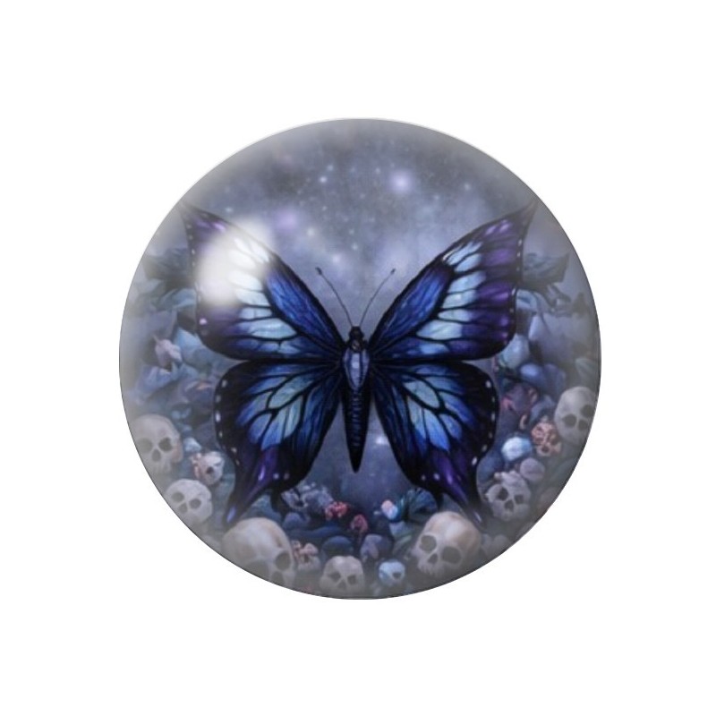 Cabochon en Verre Illustré Papillon Gothique 12 à 25mm