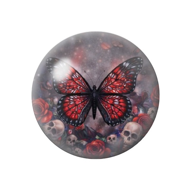 Cabochon en Verre Illustré Papillon Gothique 12 à 25mm