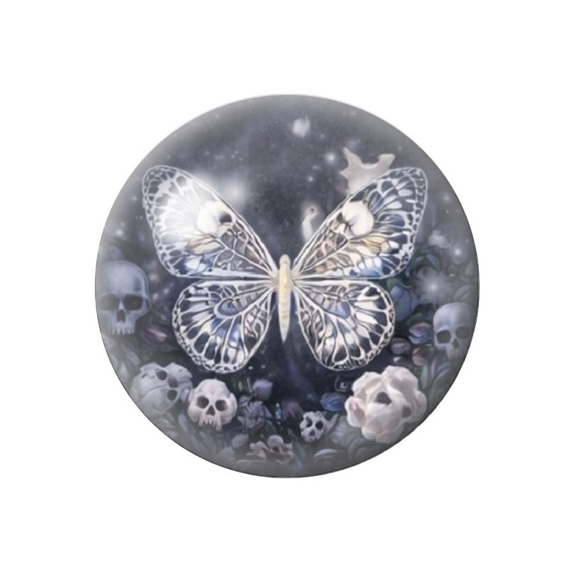Cabochon en Verre Illustré Papillon Gothique 12 à 25mm