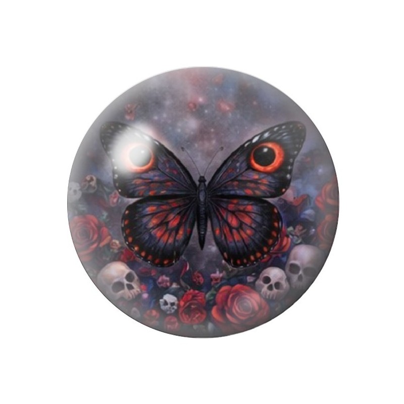 Cabochon en Verre Illustré Papillon Gothique 12 à 25mm