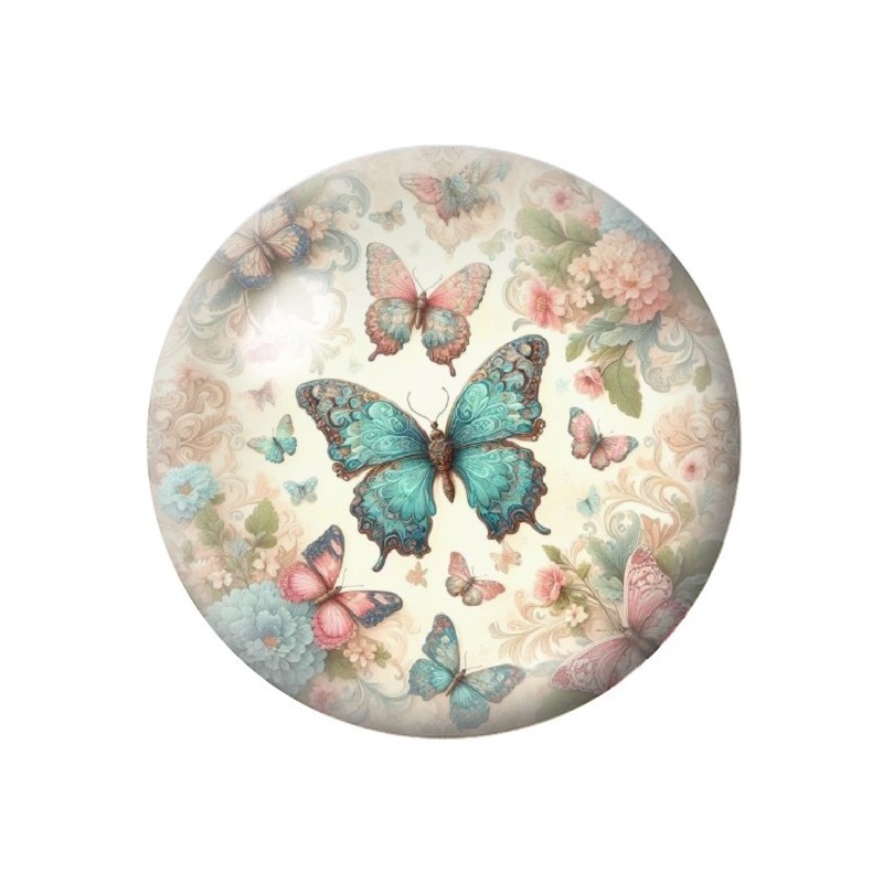 Cabochon en Verre Illustré Papillon 12 à 25mm