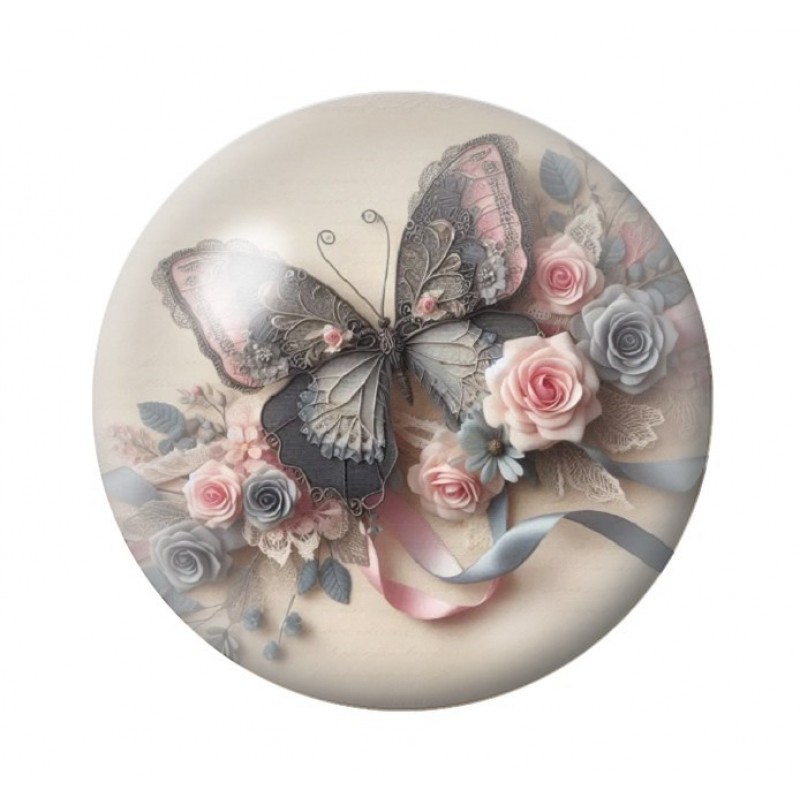 Cabochon en Verre Illustré Papillon 12 à 25mm