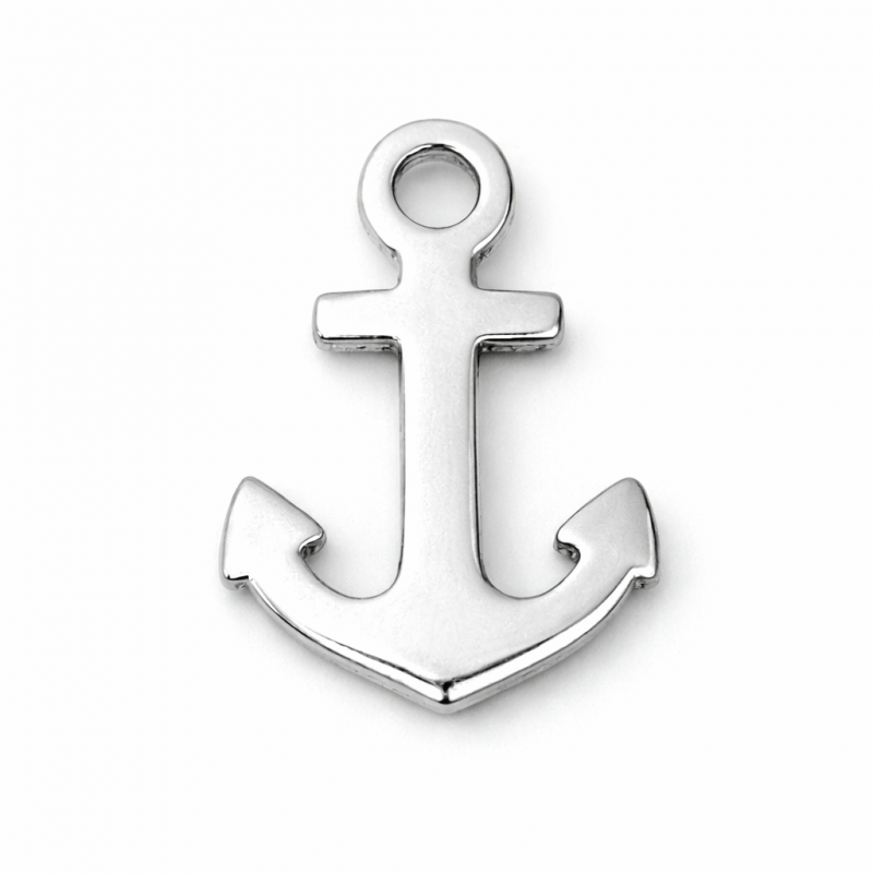 Breloque Ancre Marine en Acier Inoxydable Argenté 9x6mm