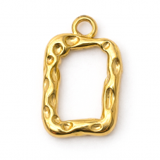 Breloque Rectangulaire Stylisée en Acier Inoxydable Doré 21x14mm pour la Création de Bijoux Fantaisie - DIY