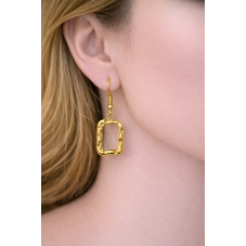 Breloque Rectangulaire Stylisée en Acier Inoxydable Doré 21x14mm