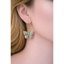 Breloque Papillon en Émail Acier Inoxydable Doré 30x20mm