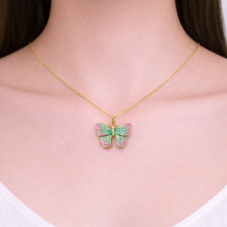 Breloque Papillon en Émail Acier Inoxydable Doré 30x20mm