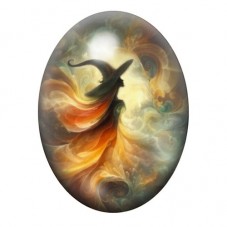 Cabochon en Verre Illustré Sorcière Halloween 13x18, 18x25 ou 30x40mm pour la création de bijoux fantaisie - DIY