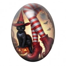 Cabochon en Verre Illustré Sorcière Halloween 13x18, 18x25 ou 30x40mm pour la création de bijoux fantaisie - DIY