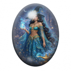 Cabochon en Verre Illustré Sorcière Halloween 13x18, 18x25 ou 30x40mm pour la création de bijoux fantaisie - DIY