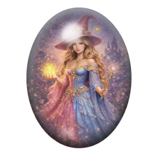 Cabochon en Verre Illustré Sorcière Halloween 13x18, 18x25 ou 30x40mm pour la création de bijoux fantaisie - DIY