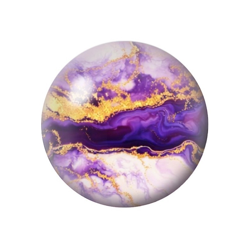 Cabochon en Verre Illustré Marbre Doré 12 à 25mm